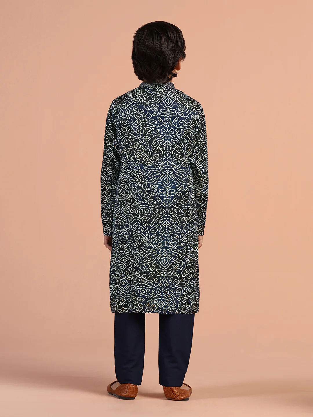 Navy Blue Bandhani Printed Kurta - Image 4