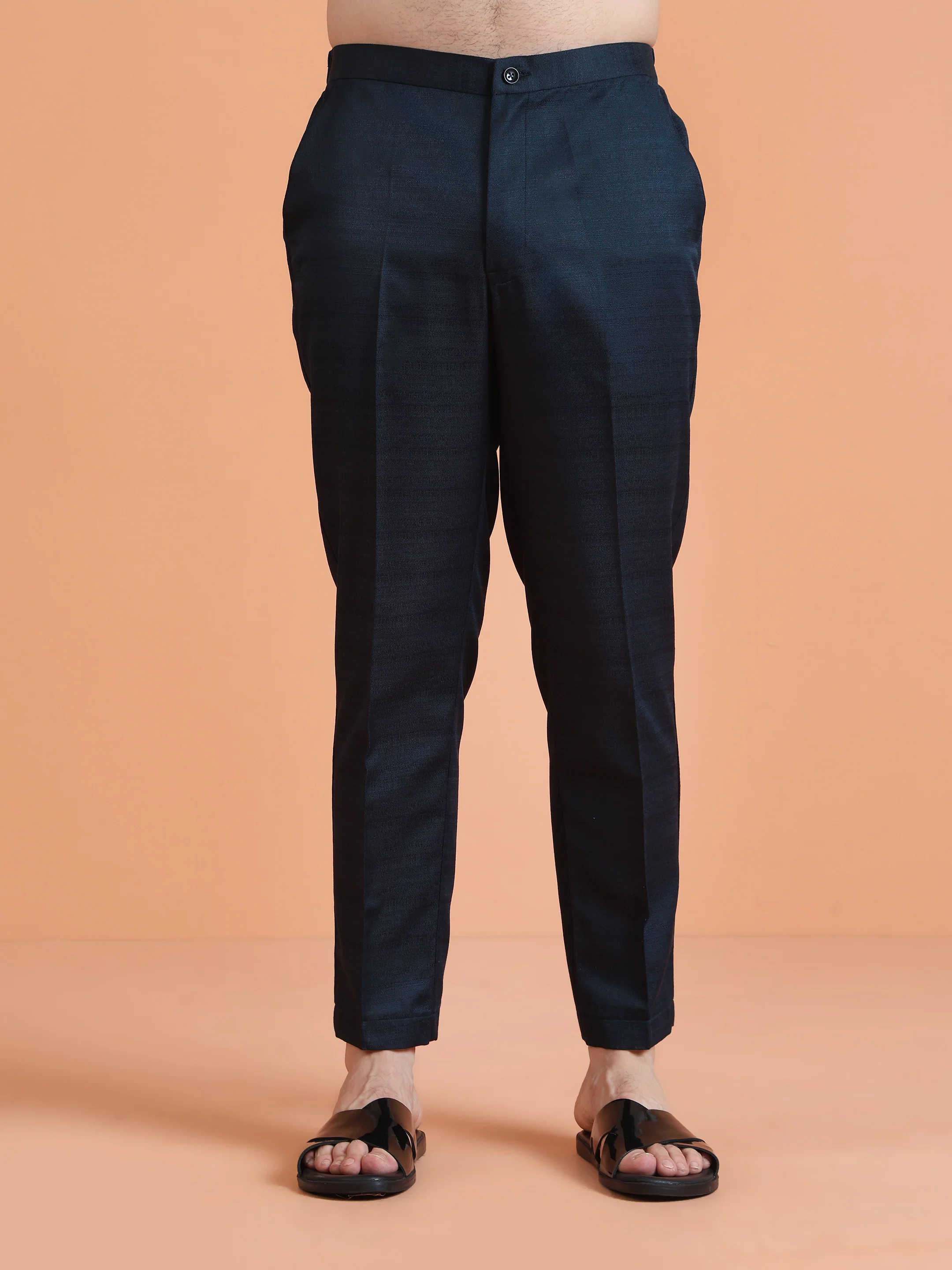 Navy Blue Embroidered Kurta with Navy Trouser Set – Contemporary Wear - Image 6
