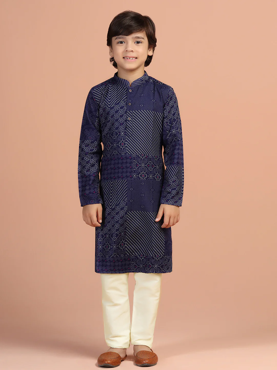 Navy Blue Printed Kurta - Image 8