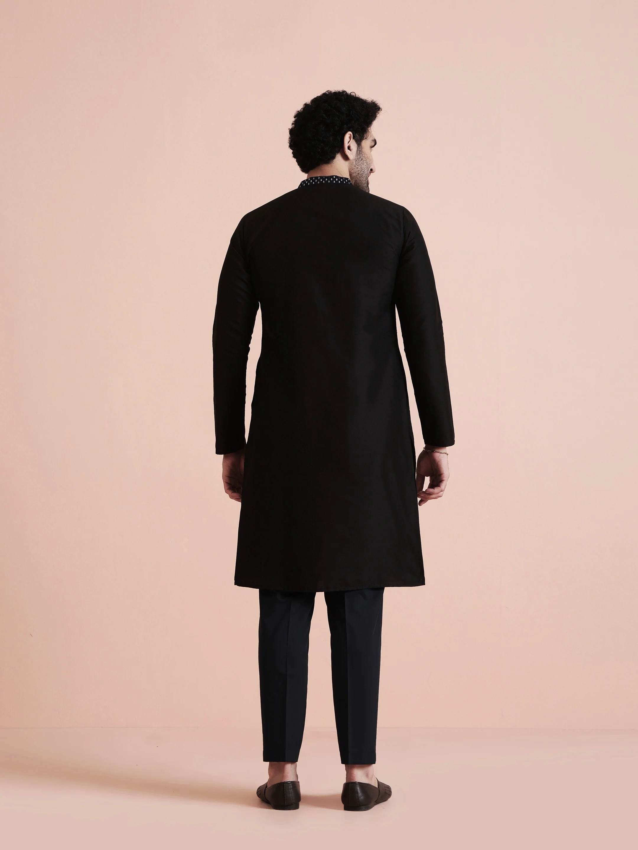 Navy Blue Sequin Embellished Kurta Set - Image 4