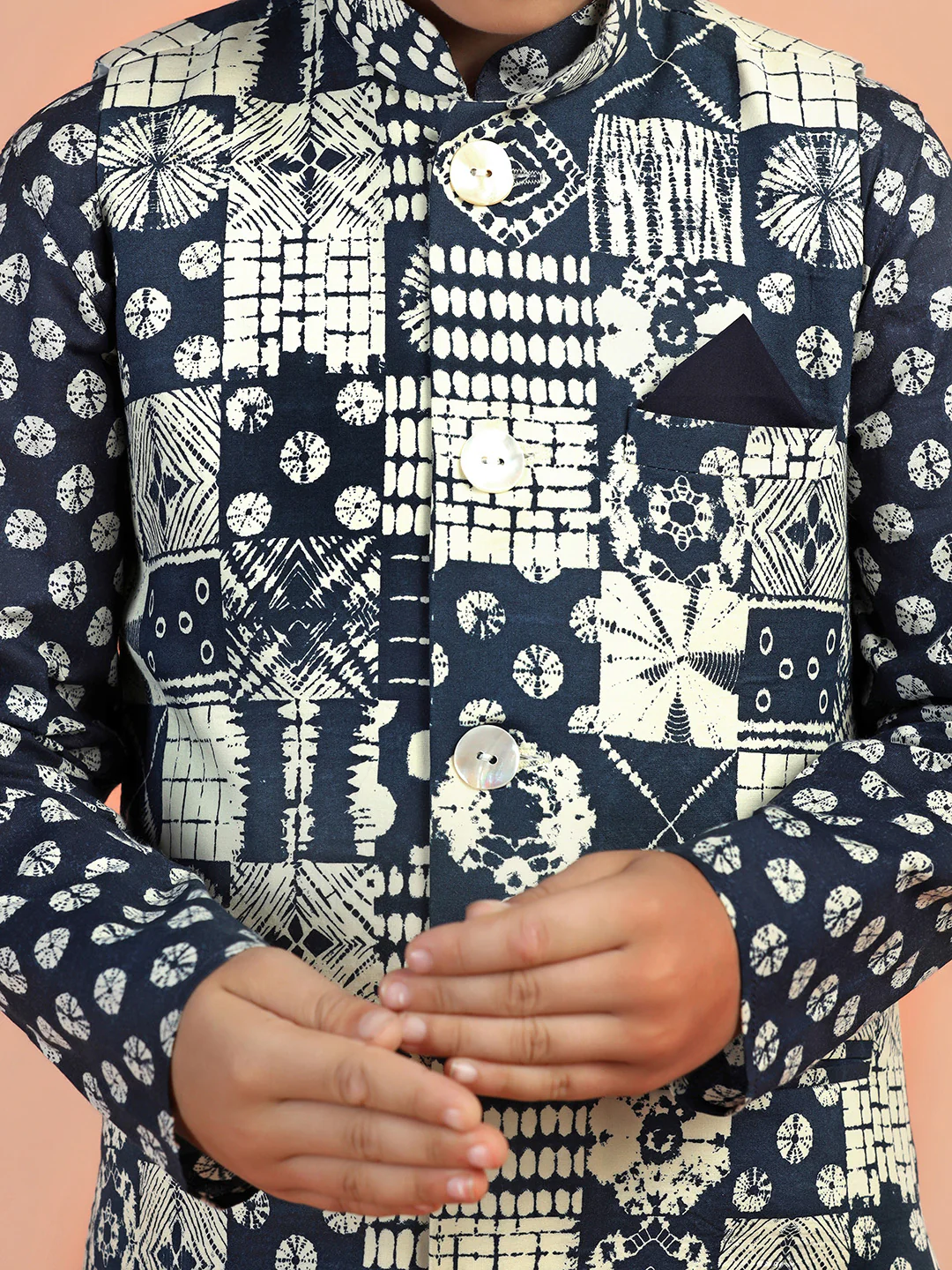 Navy Geometric Printed Jacket - Image 5