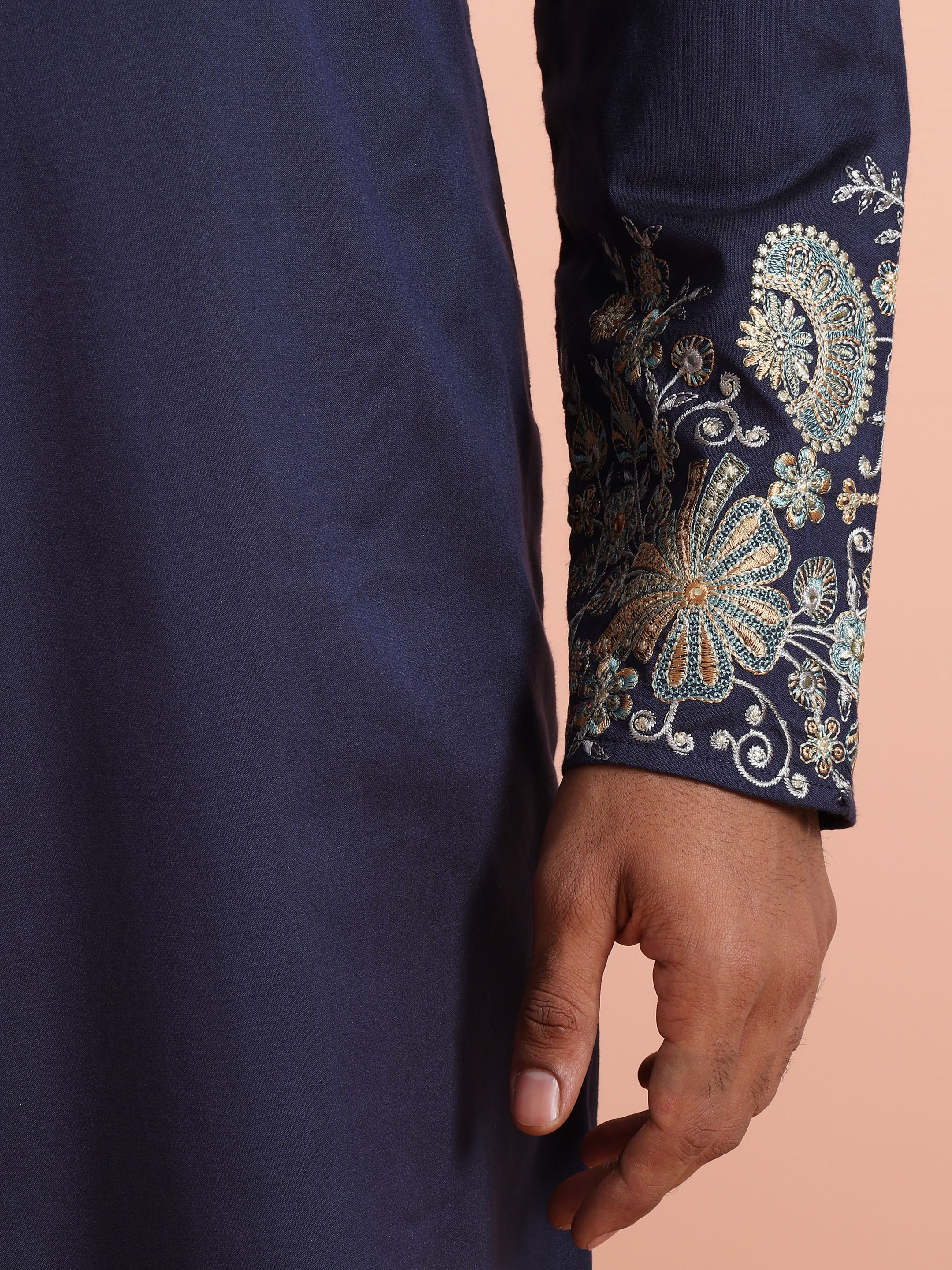 Navy Kurta with Heavy Embroidery - Image 6