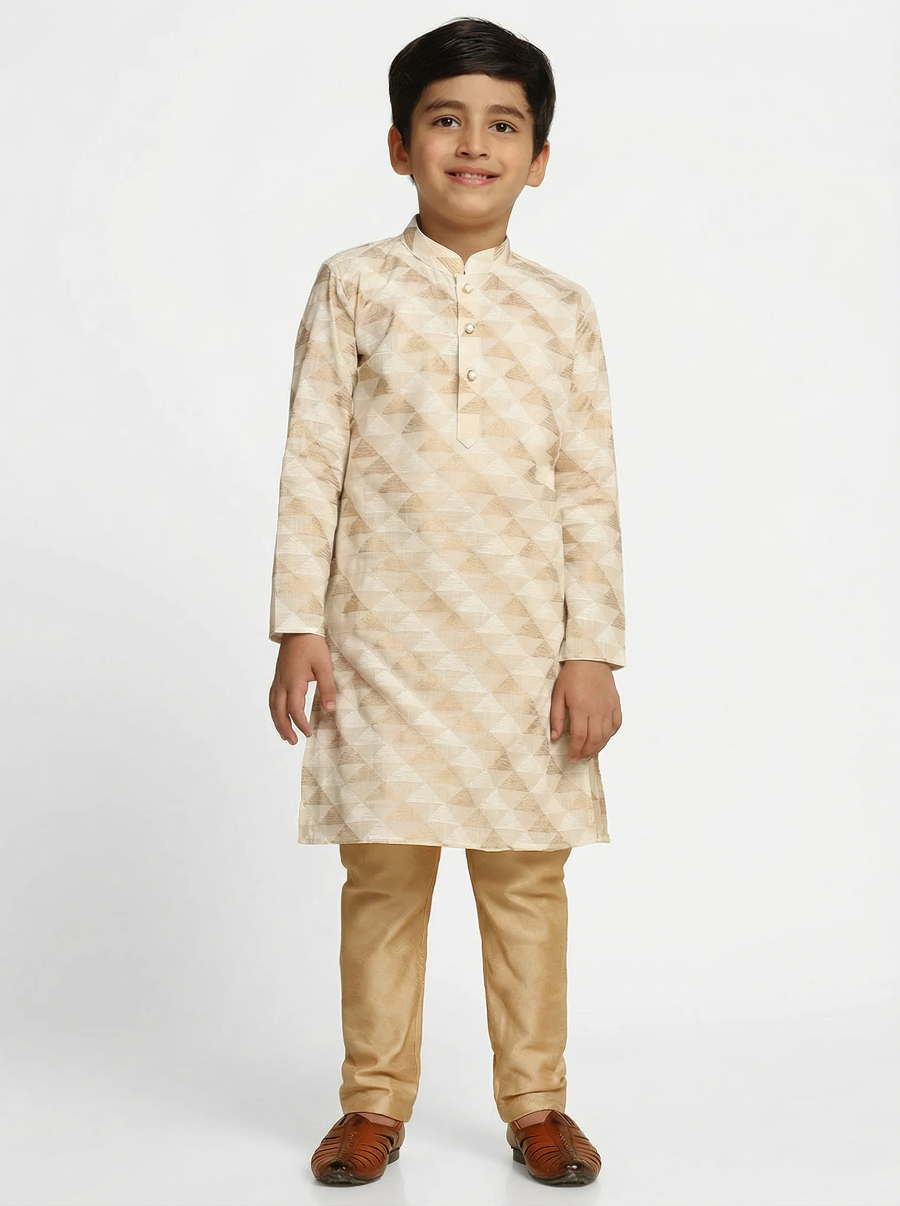 Off White Cotton Blend Printed Kurta Pyjama Set - Image 8