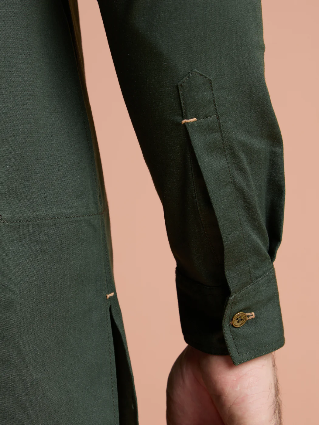 Olive Denim Solid Pathani Kurta Wide Leg Pant Set - Image 8