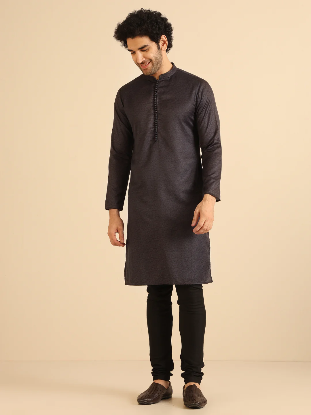 Onyx Black Cotton Blend Printed Kurta Churidar Set With Dupatta - Image 6