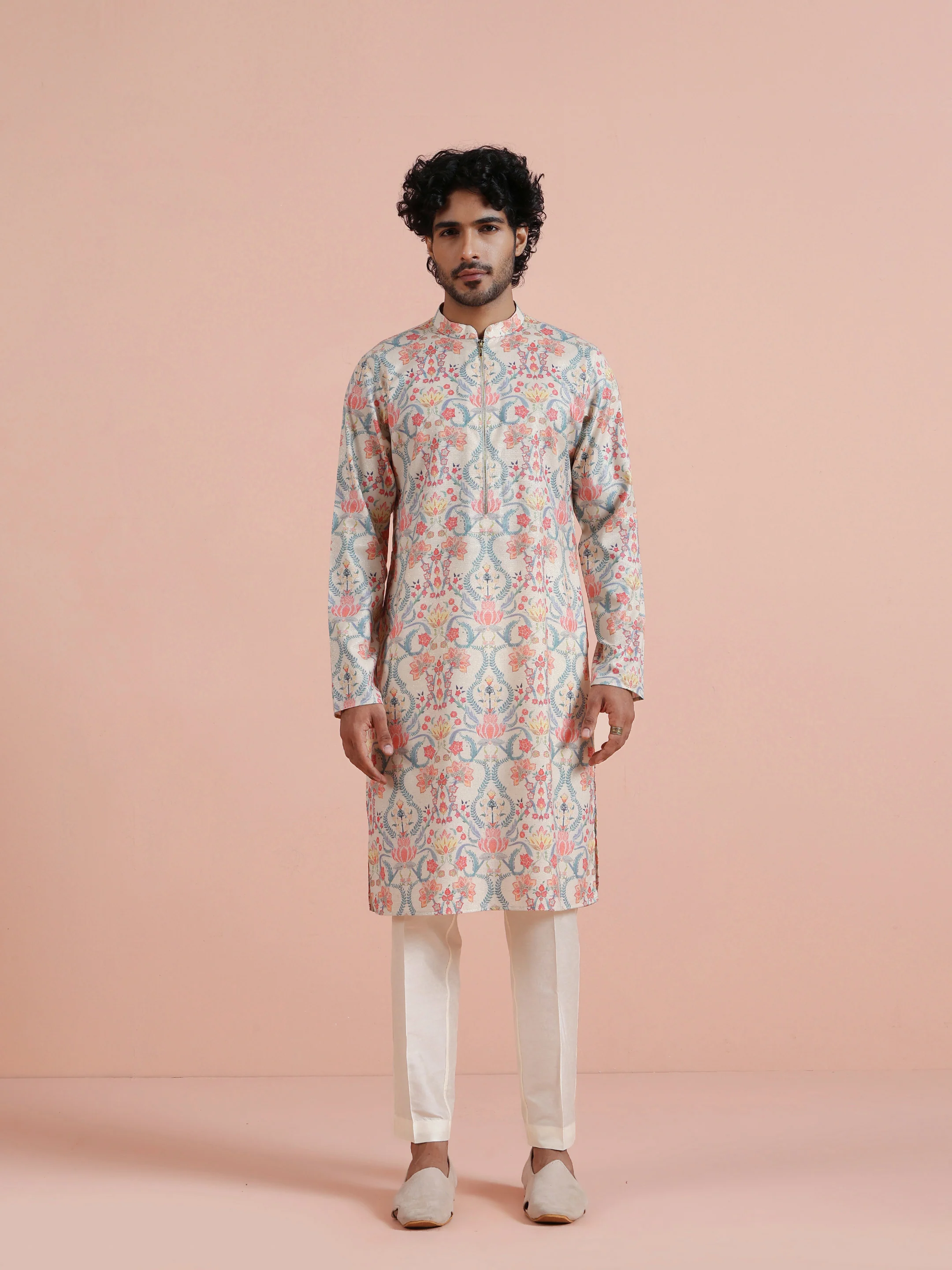 Pastel Multicolor Floral Printed Kurta - Image 6