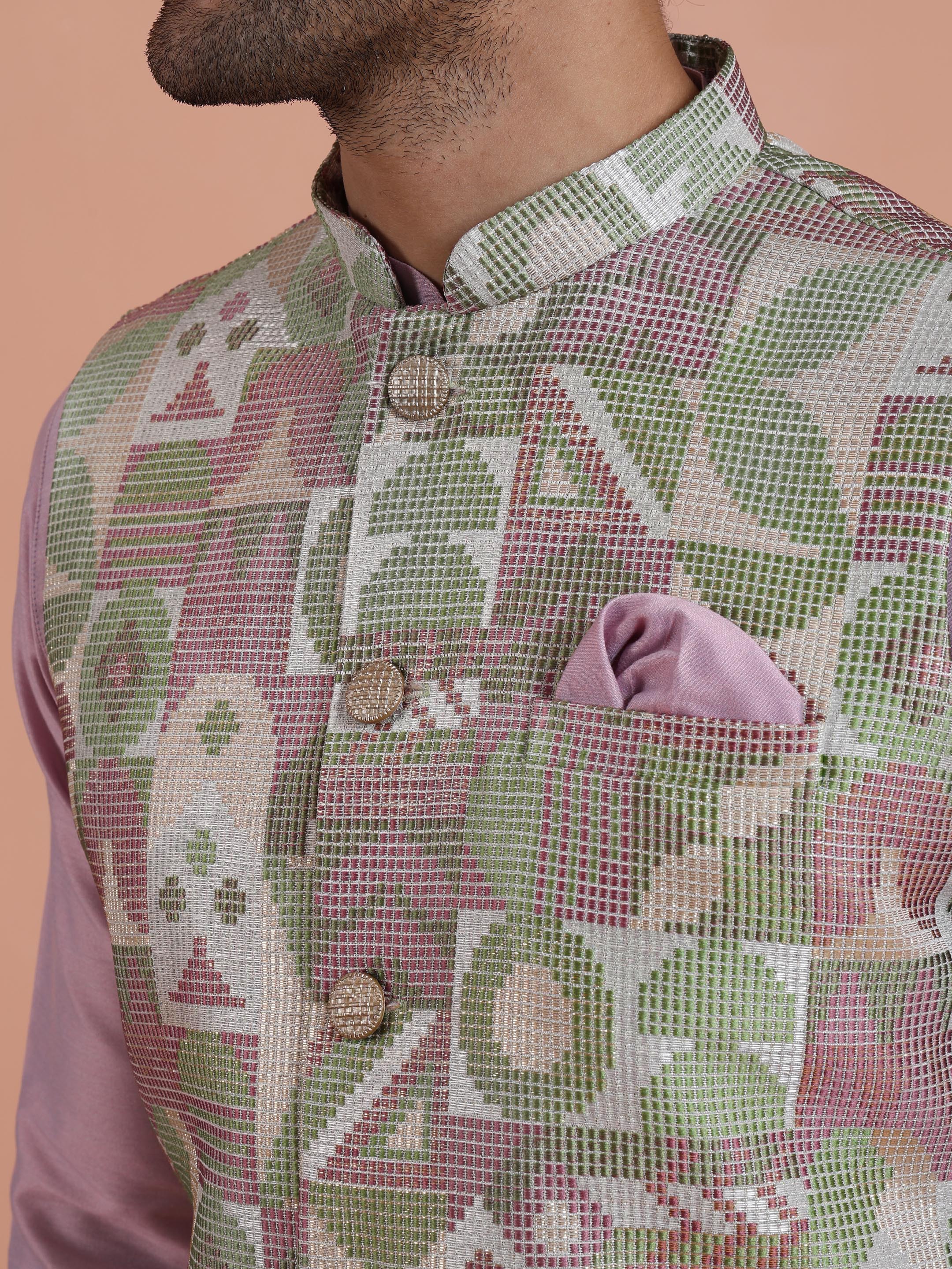 Pastel Multicolor Printed Nehru Jacket – Vibrant Traditional - Image 5