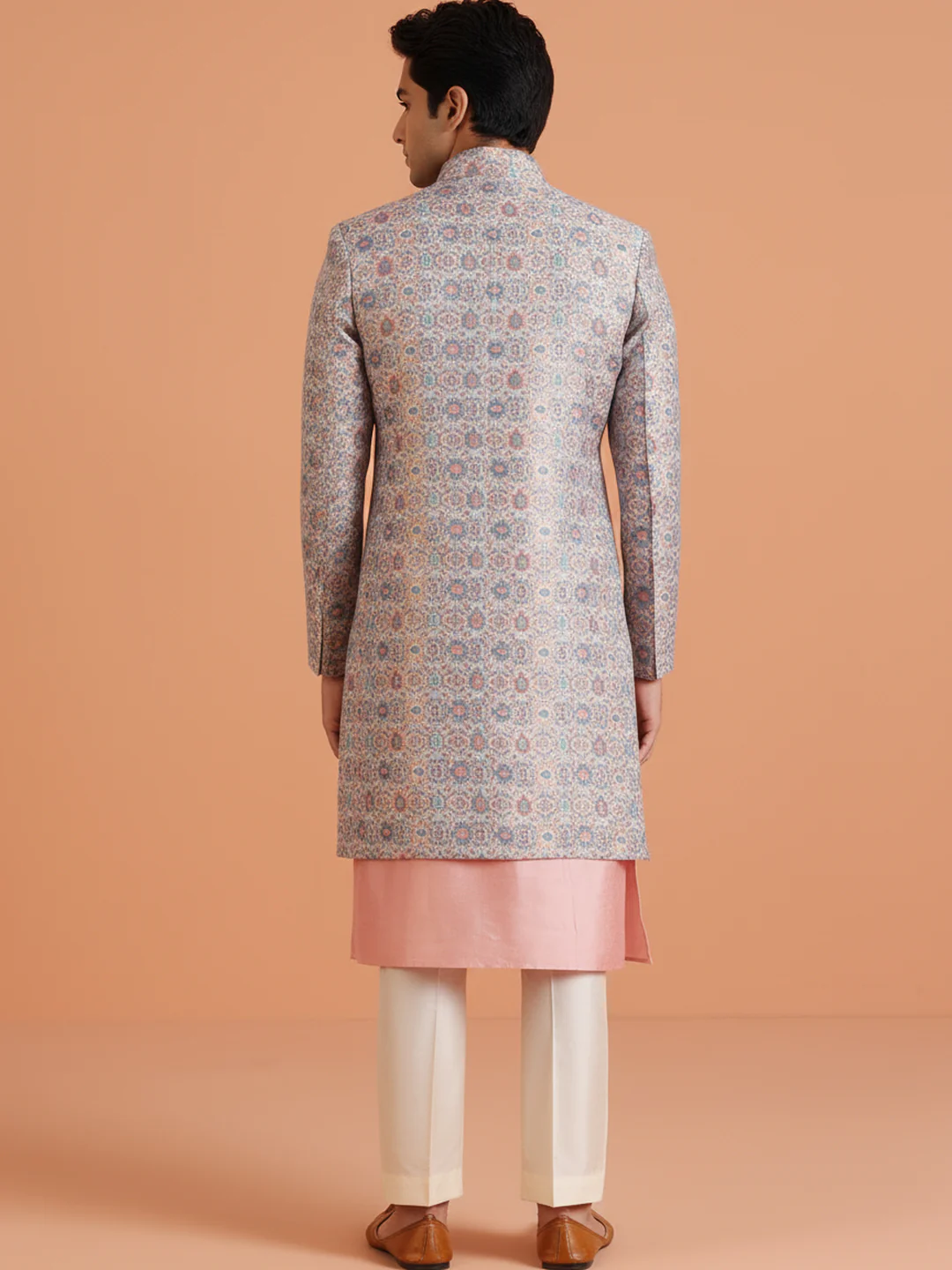 Pastel Sherwani Kurta Trouser Set - Image 3