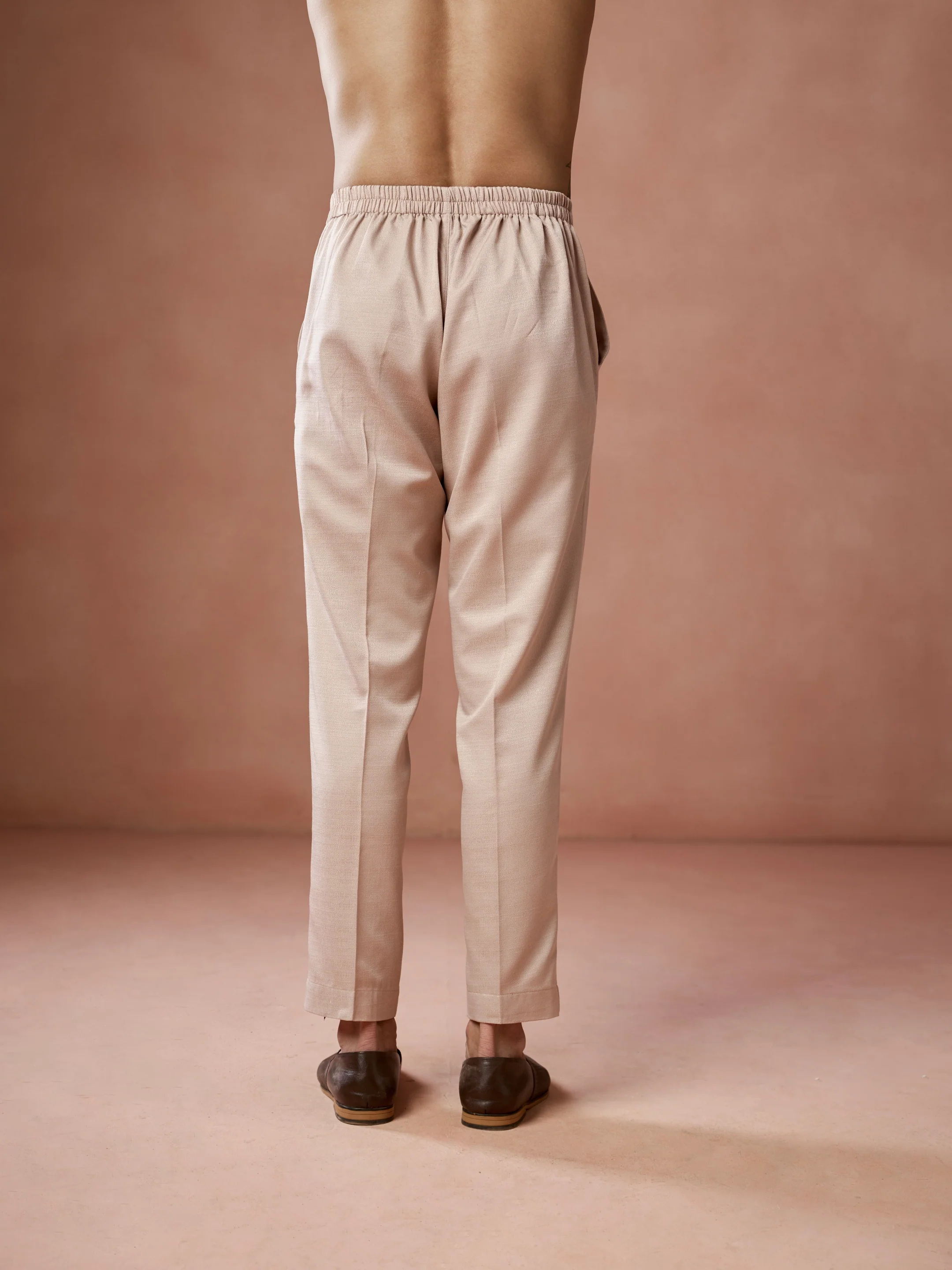 Peach Blended Solid Trouser - Image 4