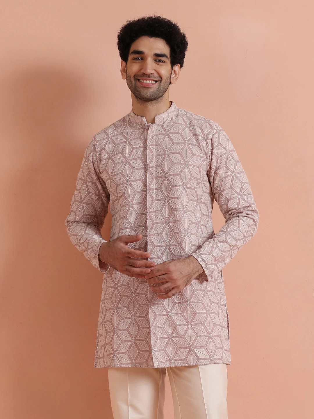 Pink Georgette Chikankari Kurta