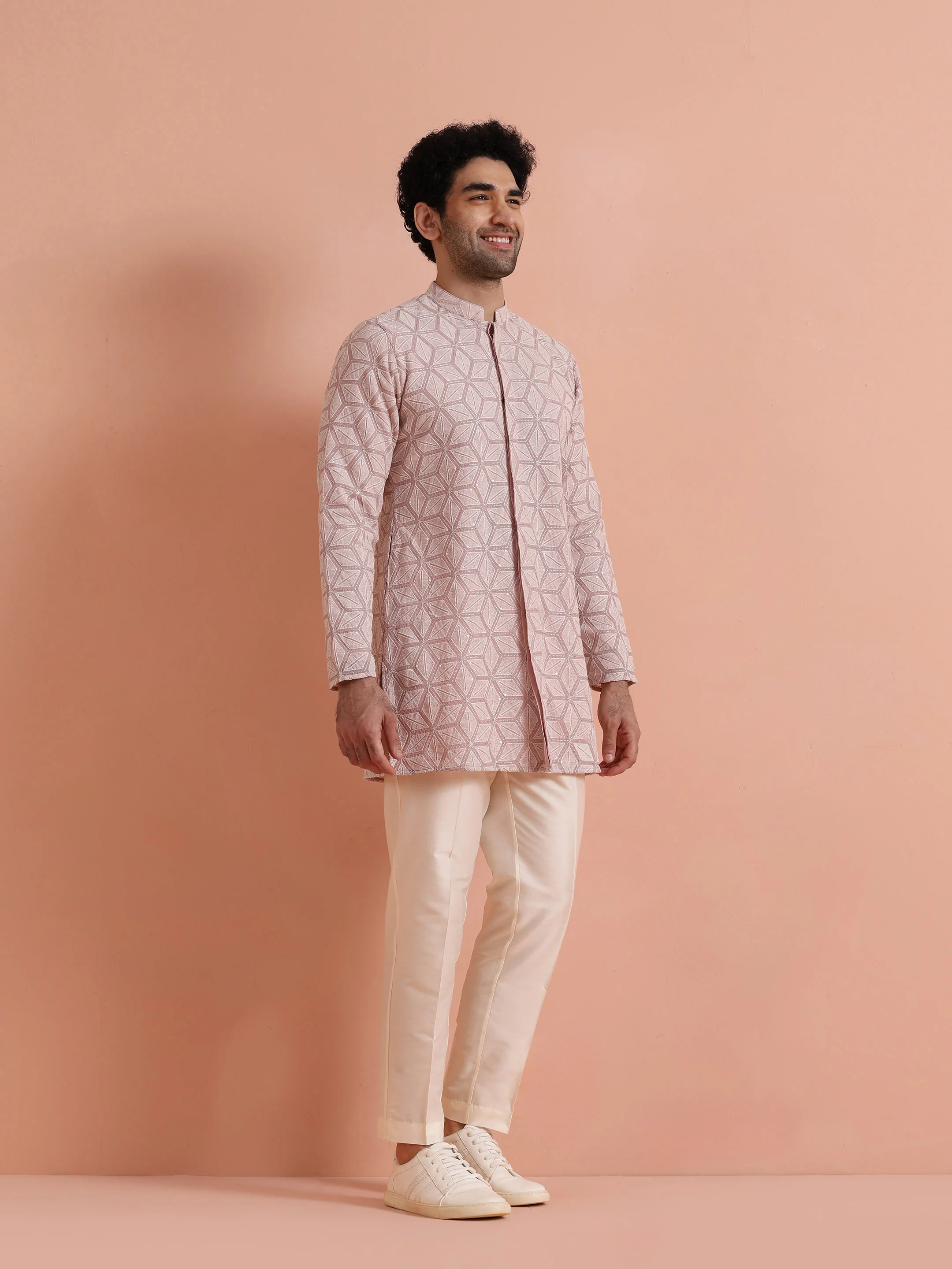 Pink Georgette Chikankari Kurta - Image 2