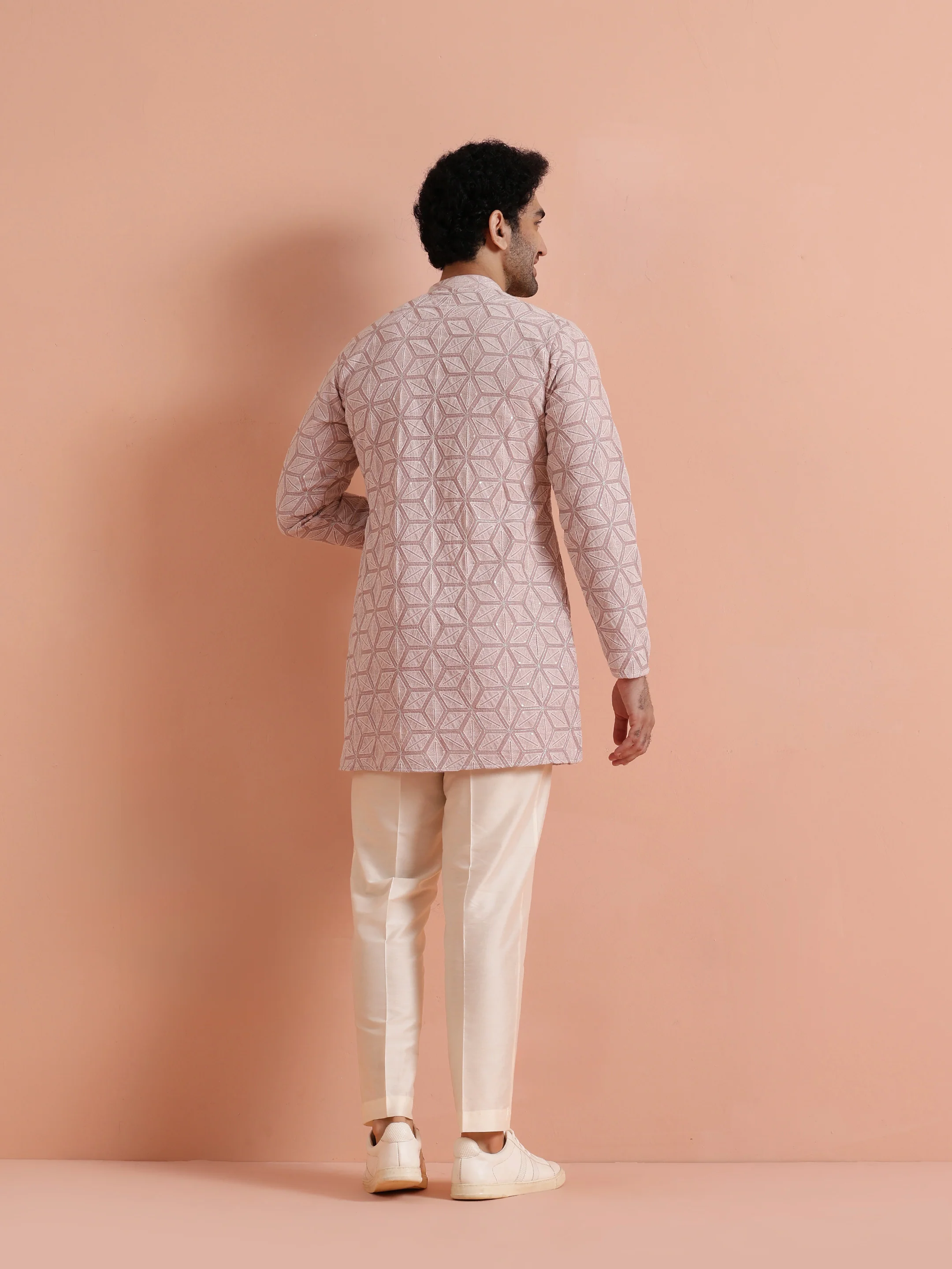 Pink Georgette Chikankari Kurta - Image 4