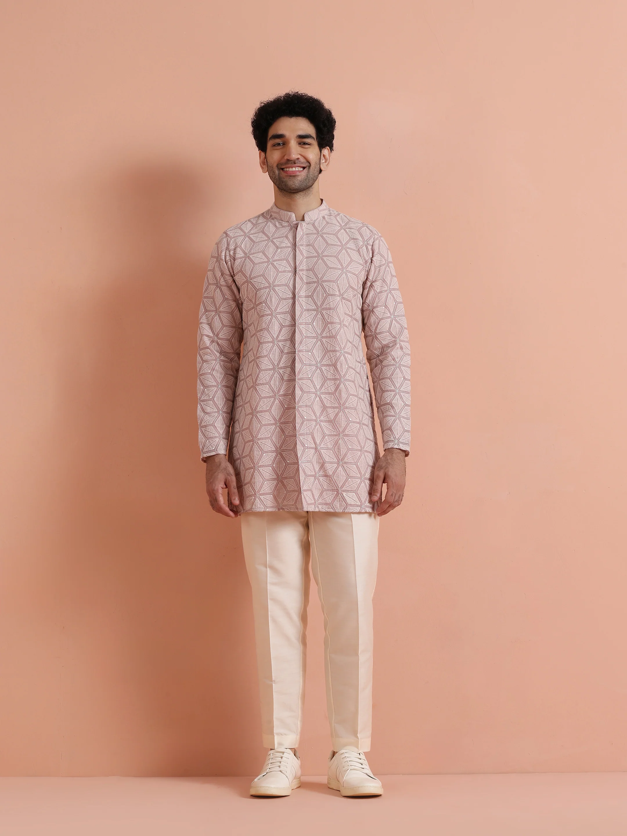 Pink Georgette Chikankari Kurta - Image 7