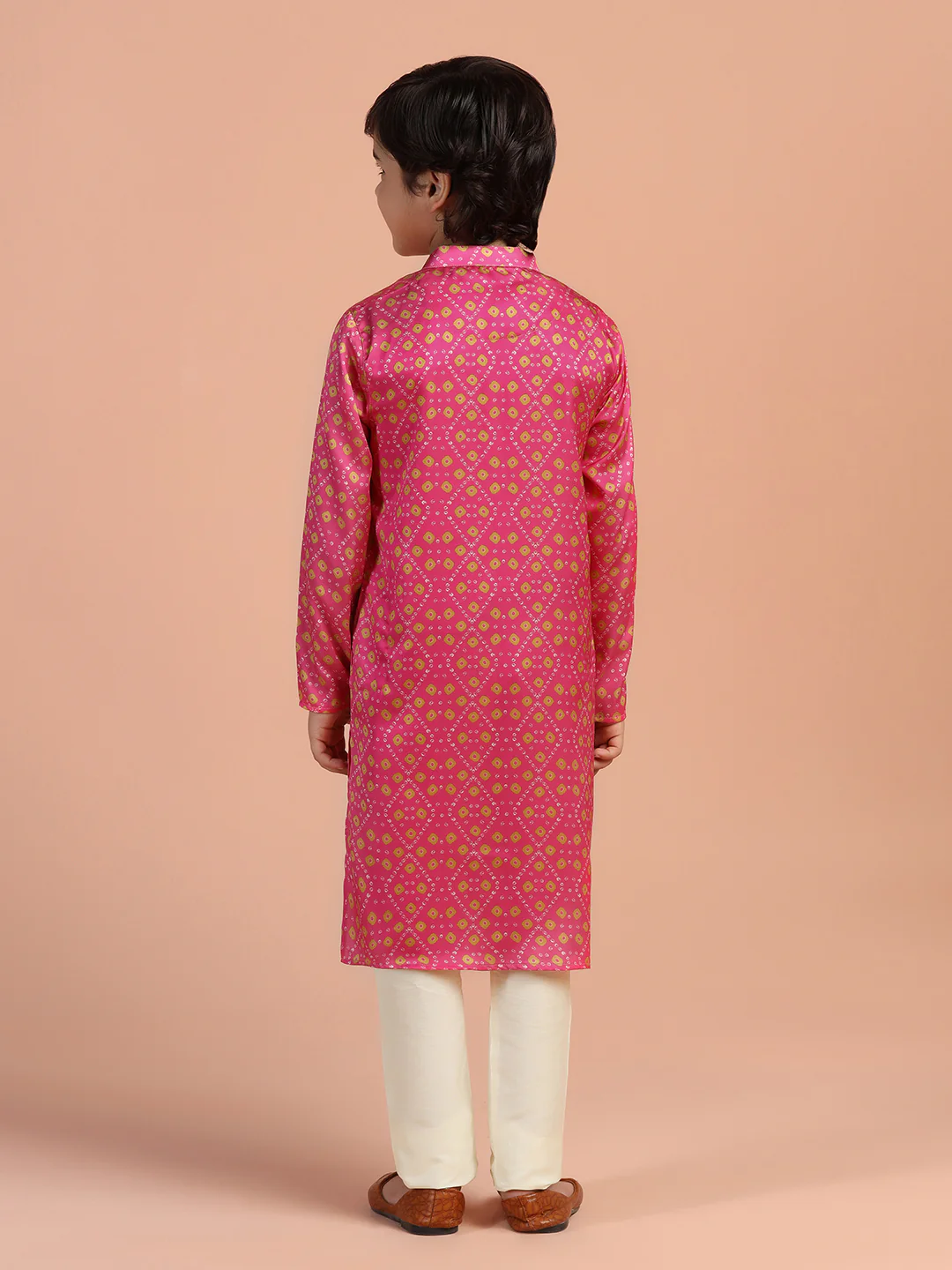 Pink Gold Printed Kids Kurta - Image 4