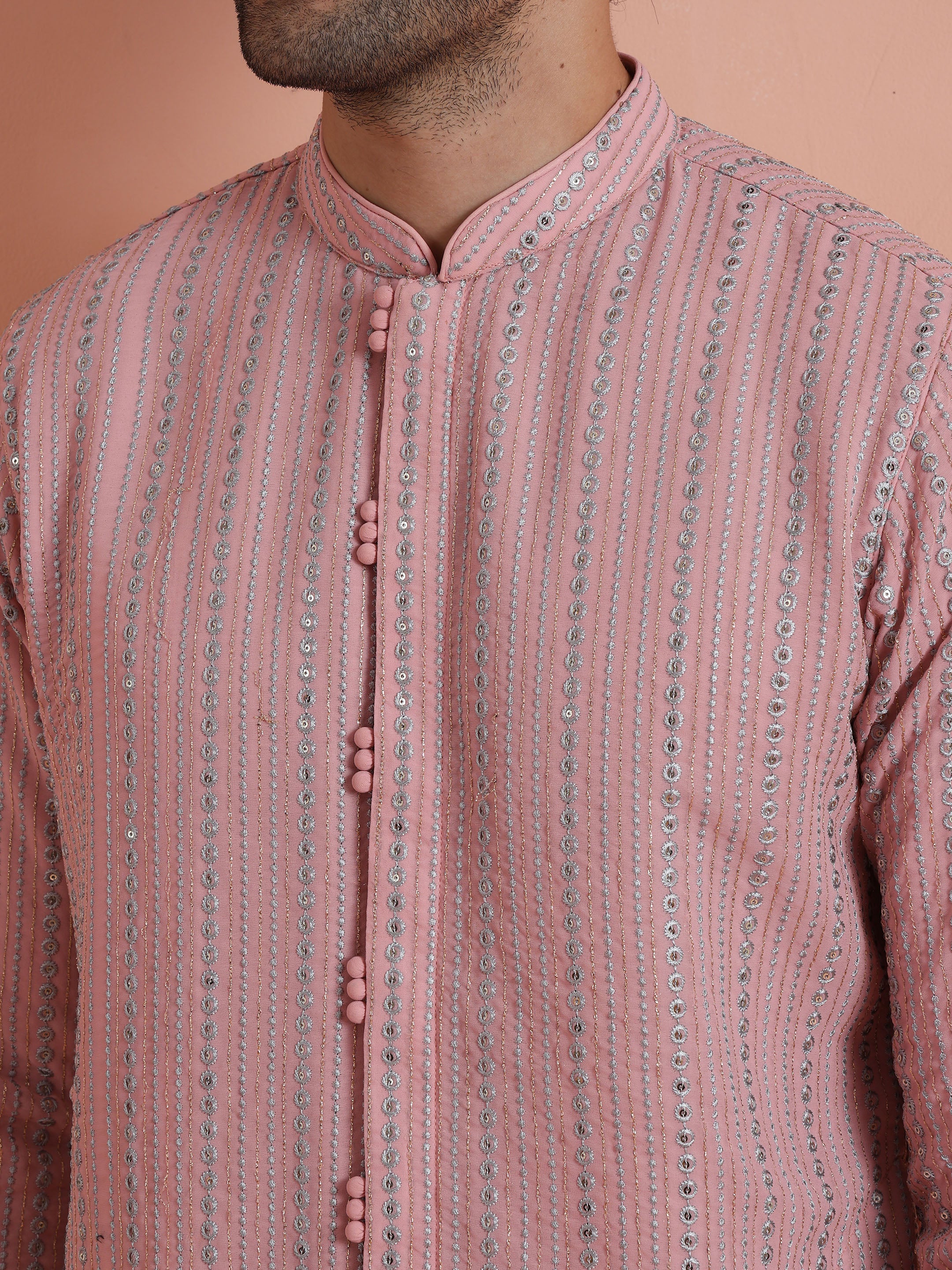 Pink Kurta with Subtle Embellishments - Image 5