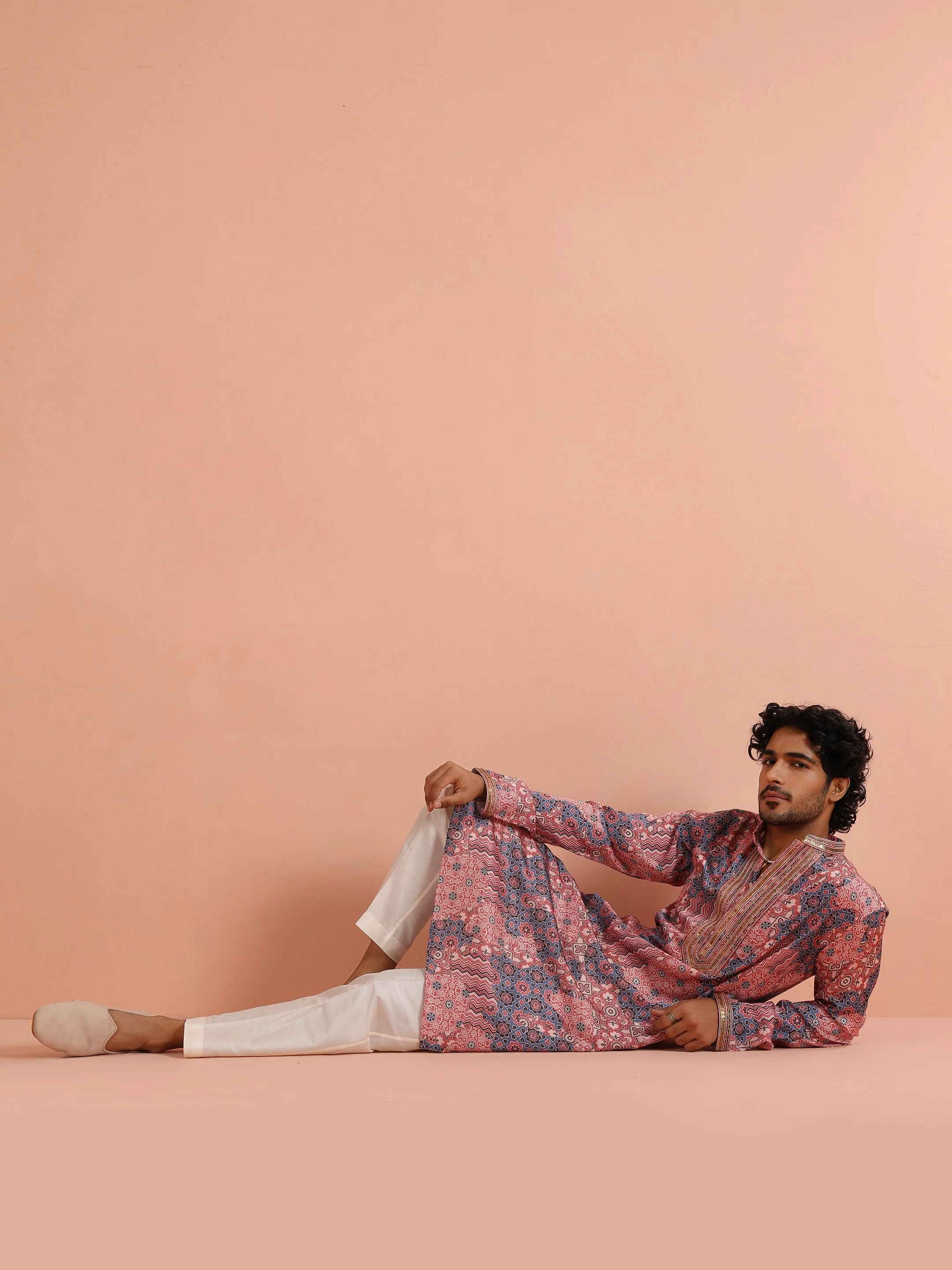 Pink Navy Printed Kurta Trouser - Image 10