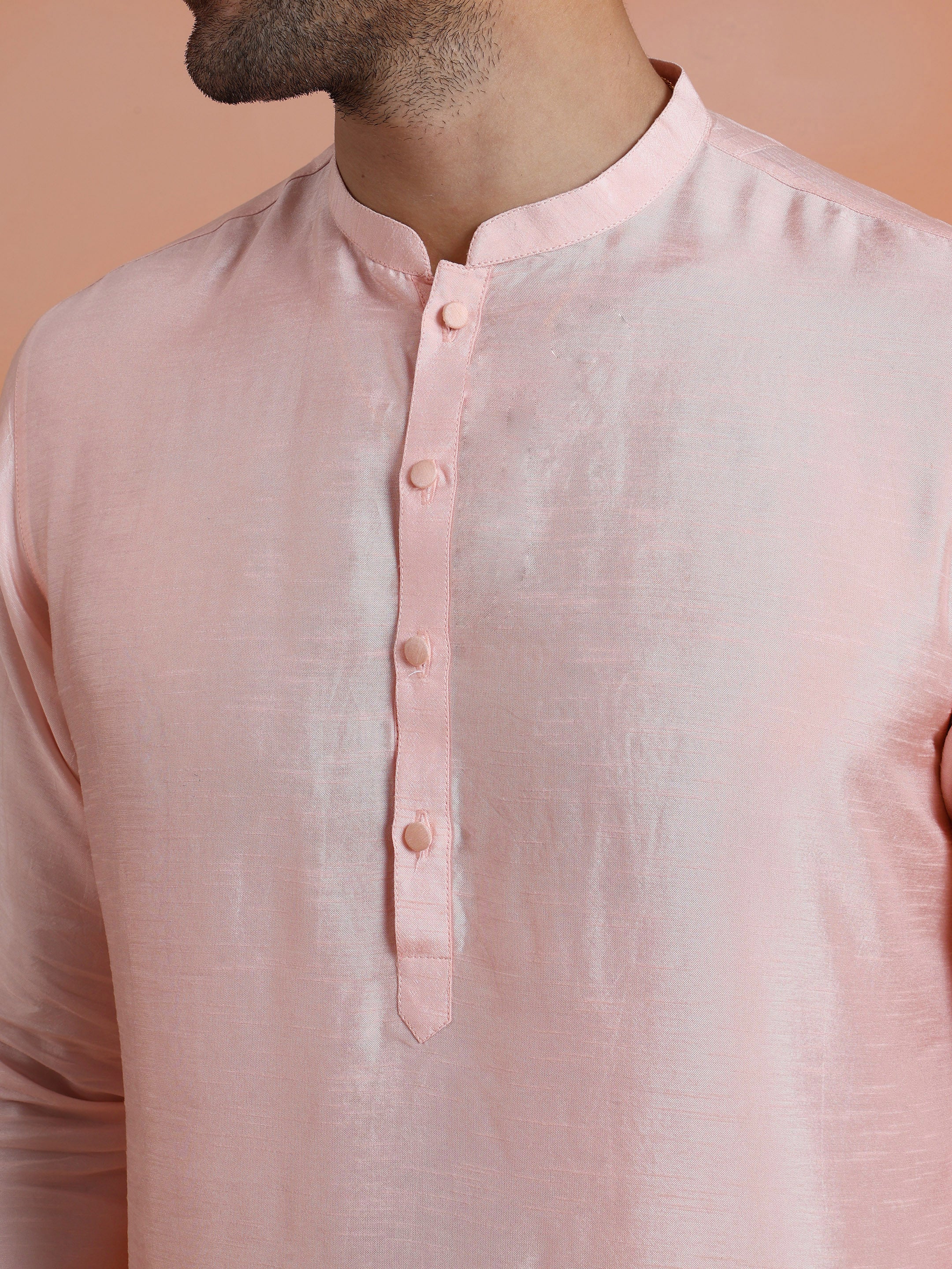 Pink Solid Cotton Kurta Trouser Set - Image 5