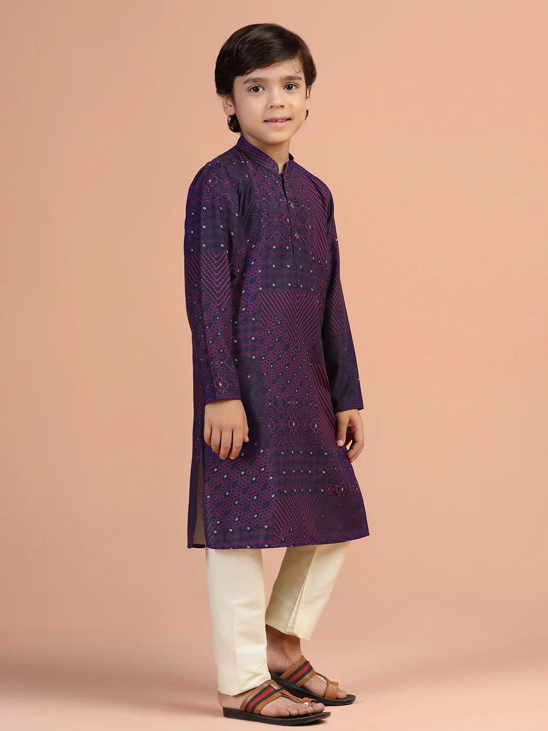 Purple Printed Kurta - Image 3