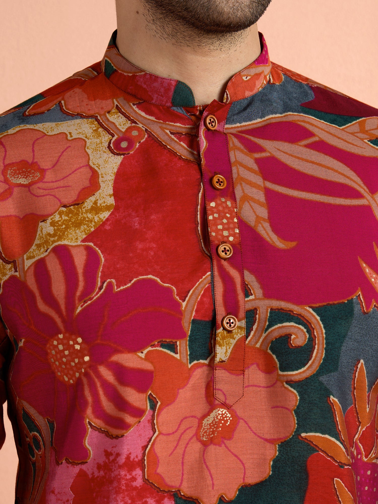 Red Polyviscose Printed Short Kurta - Image 6