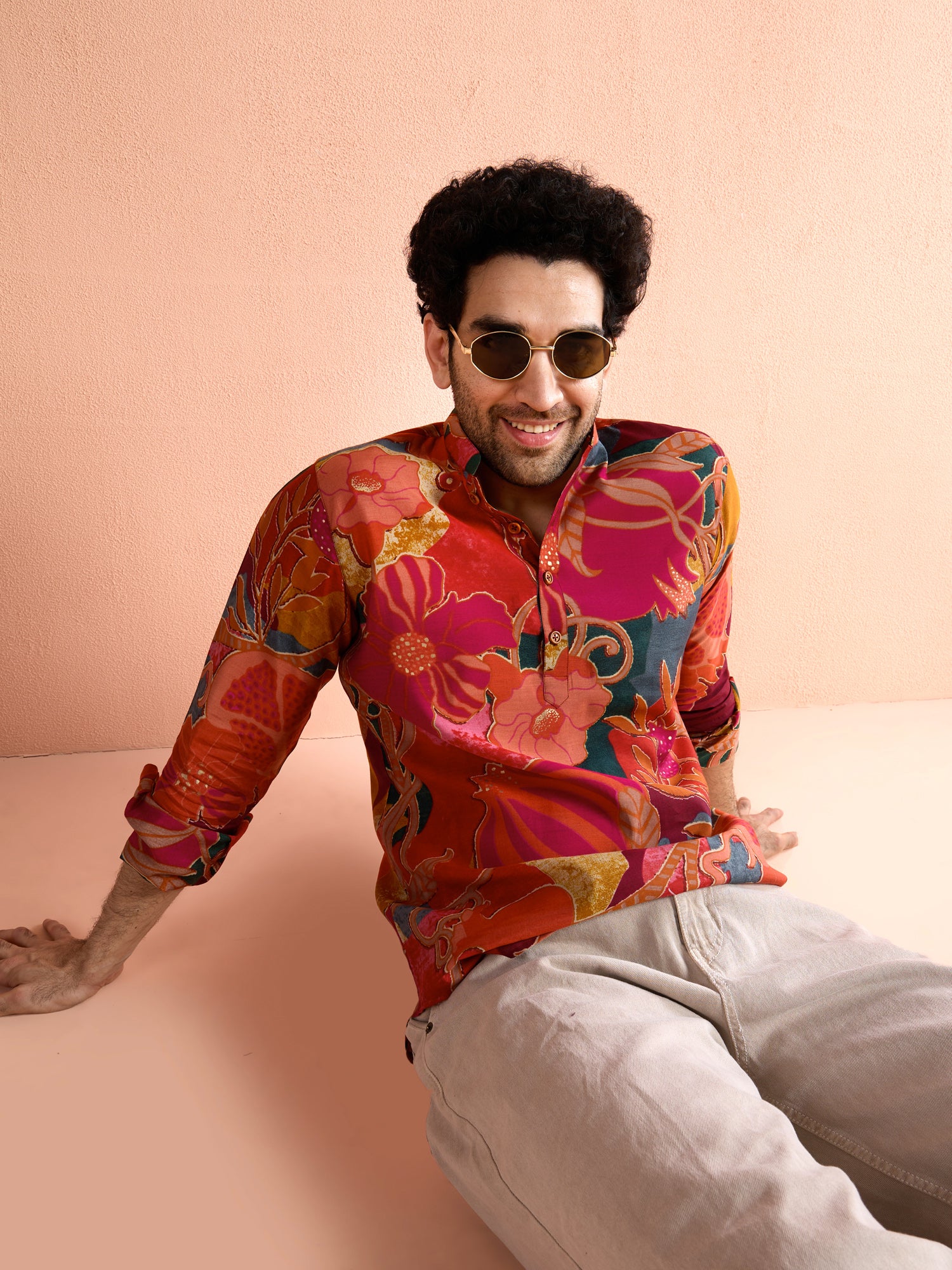 Red Polyviscose Printed Short Kurta - Image 7