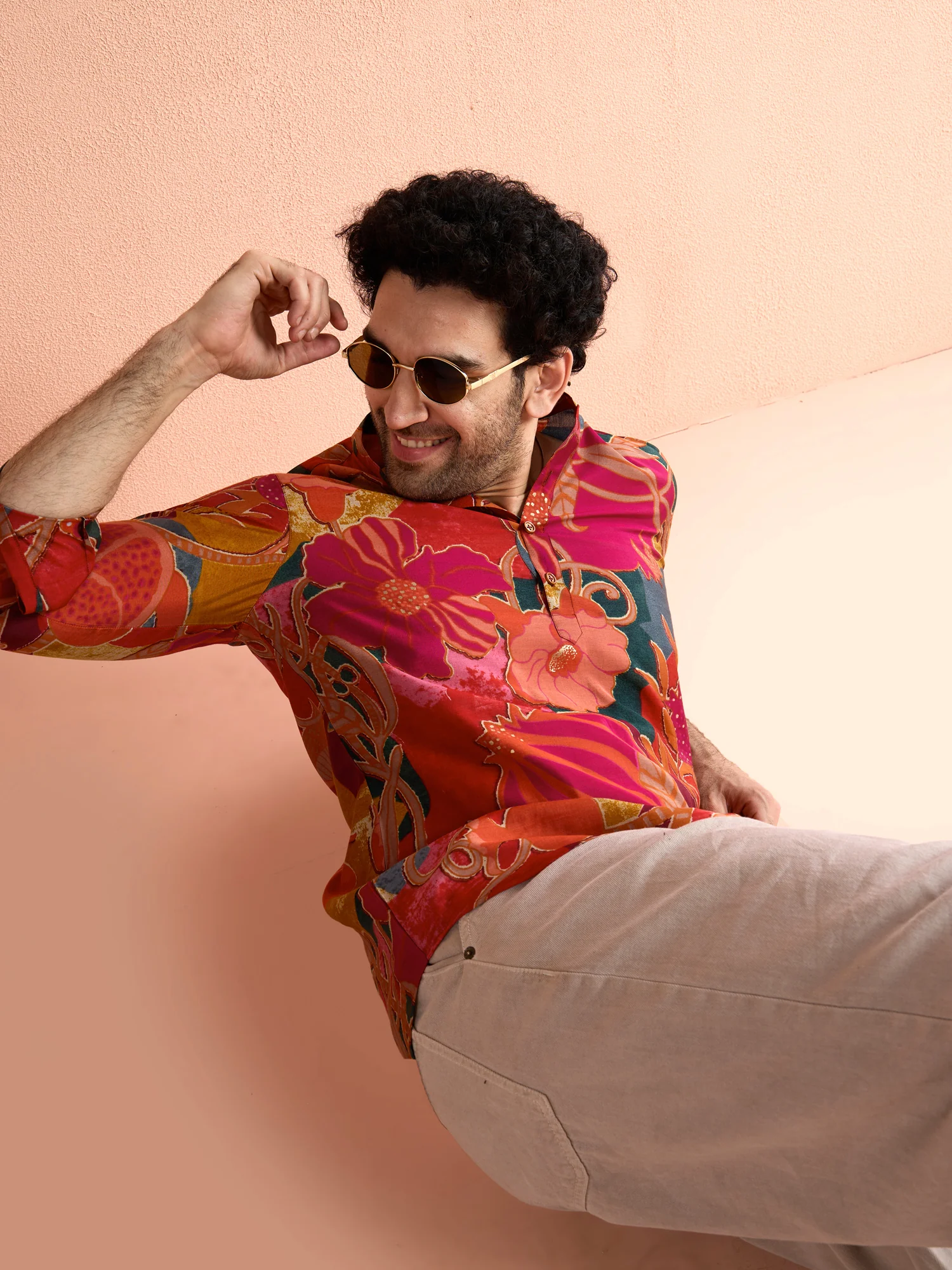 Red Polyviscose Printed Short Kurta - Image 8