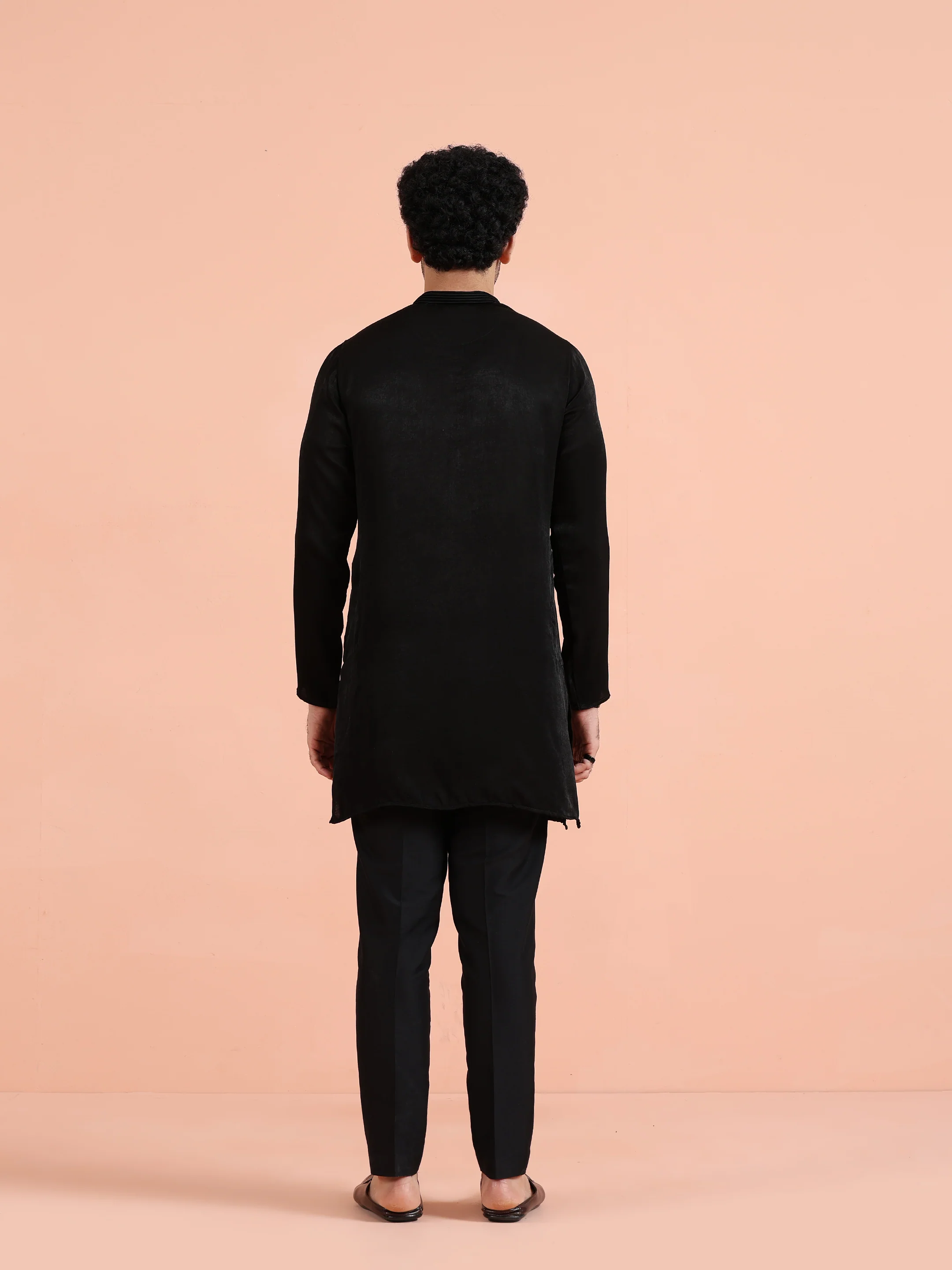 Solid Black Mid Kurta - Image 4