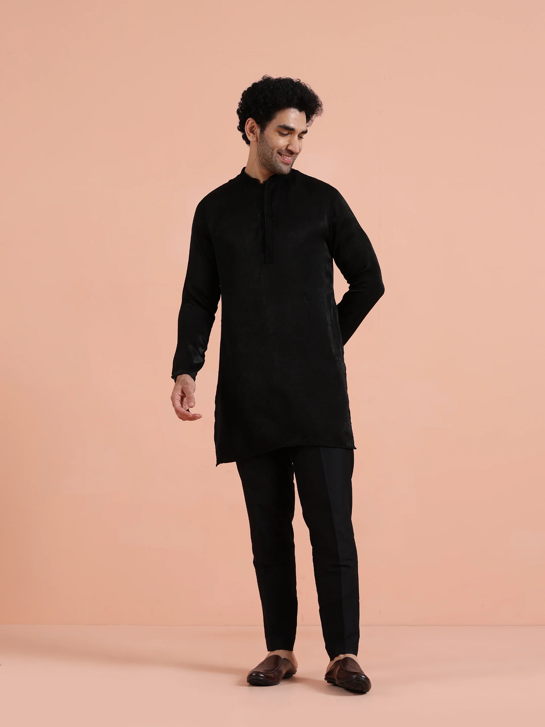 Solid Black Mid Kurta - Image 6