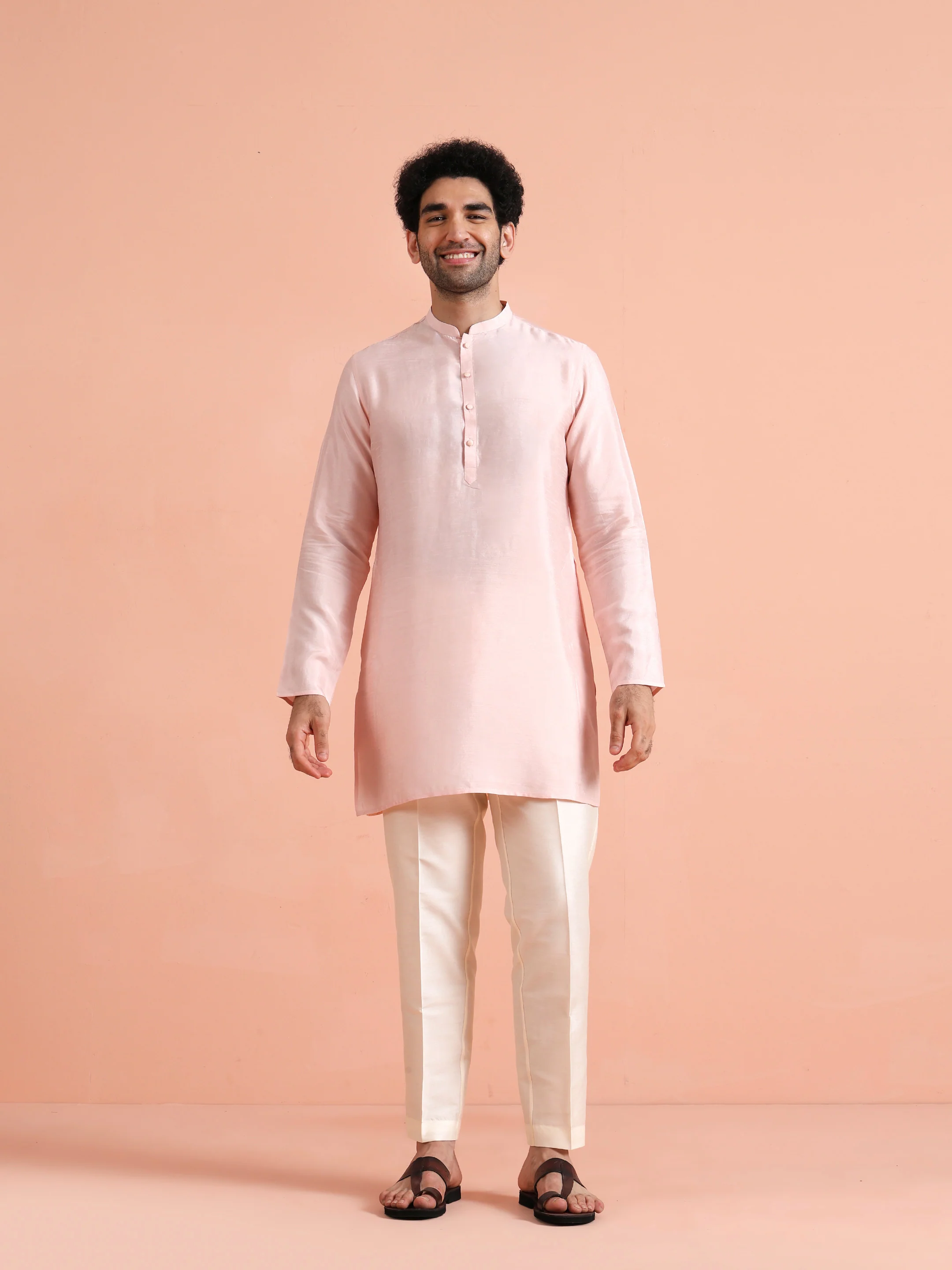 Solid Pink Mid Kurta - Image 7