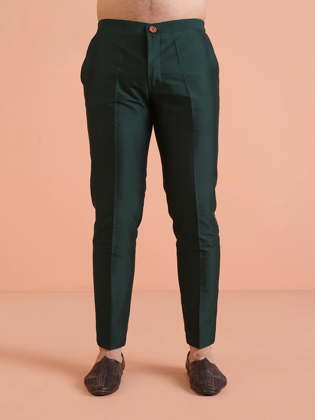 Bottle Green Silk Blend Trouser