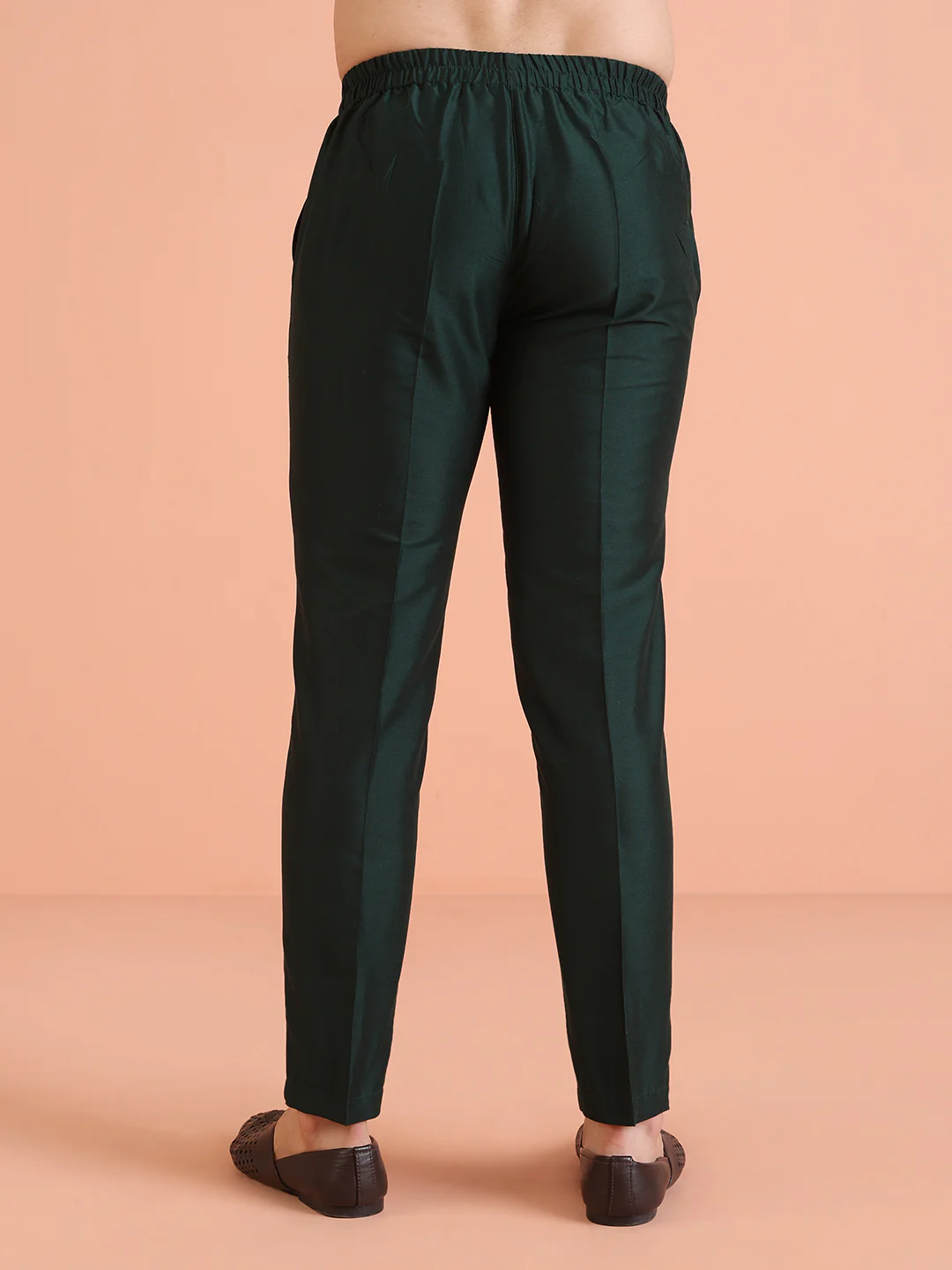 Bottle Green Silk Blend Trouser - Image 4