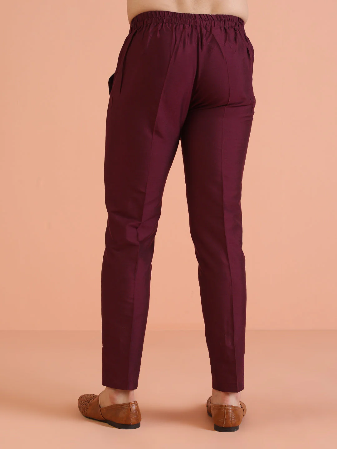 Maroon Cotton Blend Solid Slim Fit Trouser - Image 10