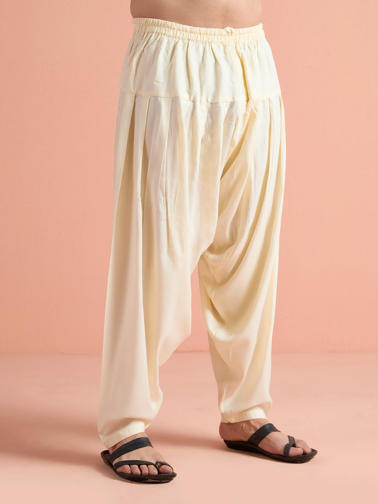 White Cotton Embroidered Pathani Kurta Patiyala Set - Image 7