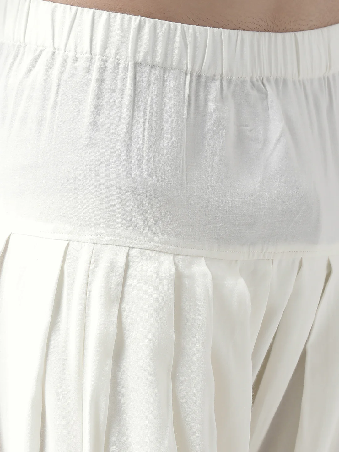 White Silk Blend Jacquard Pathani Kurta Patiyala Set - Image 6