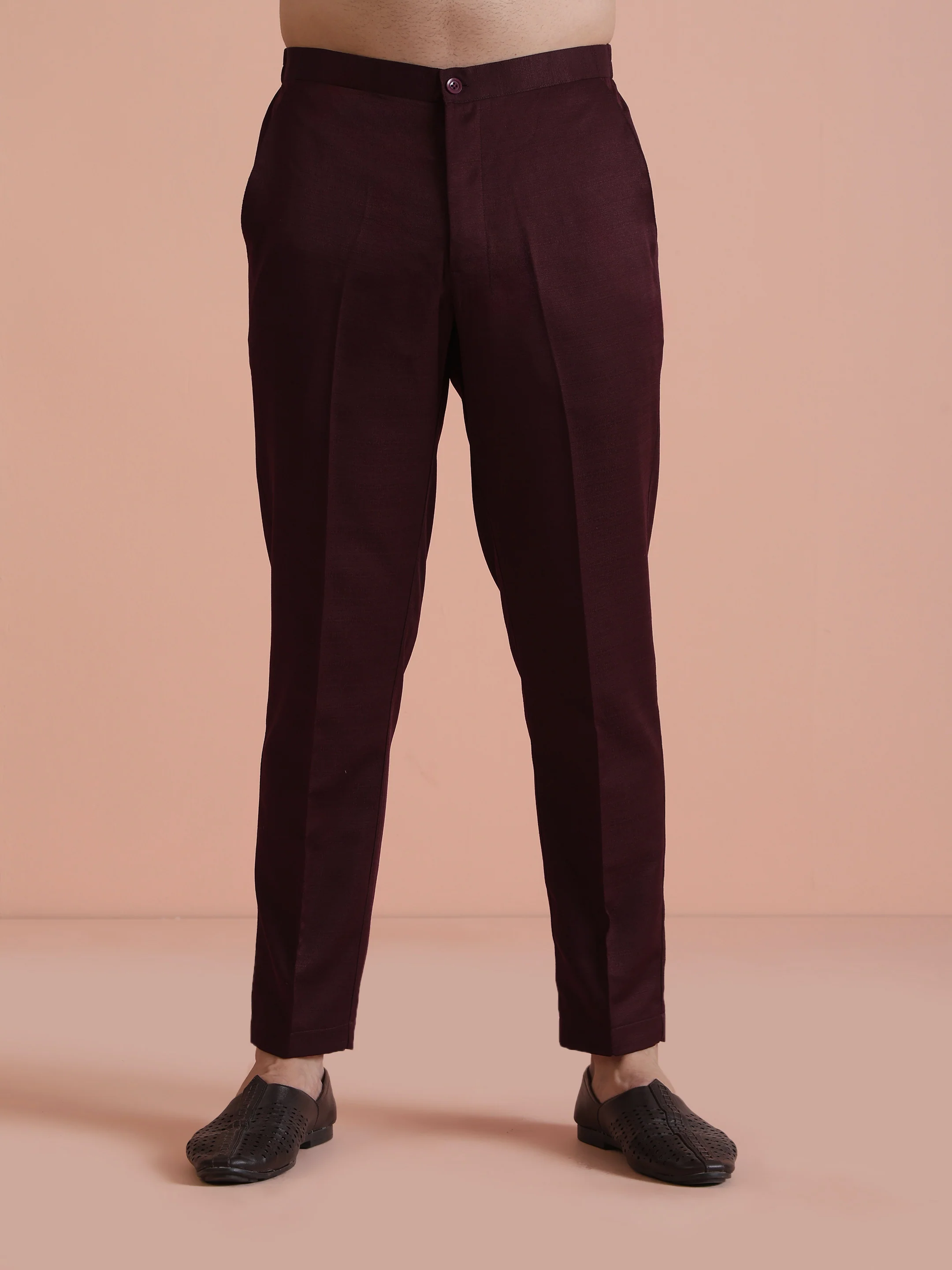Wine Blended Solid Trouser