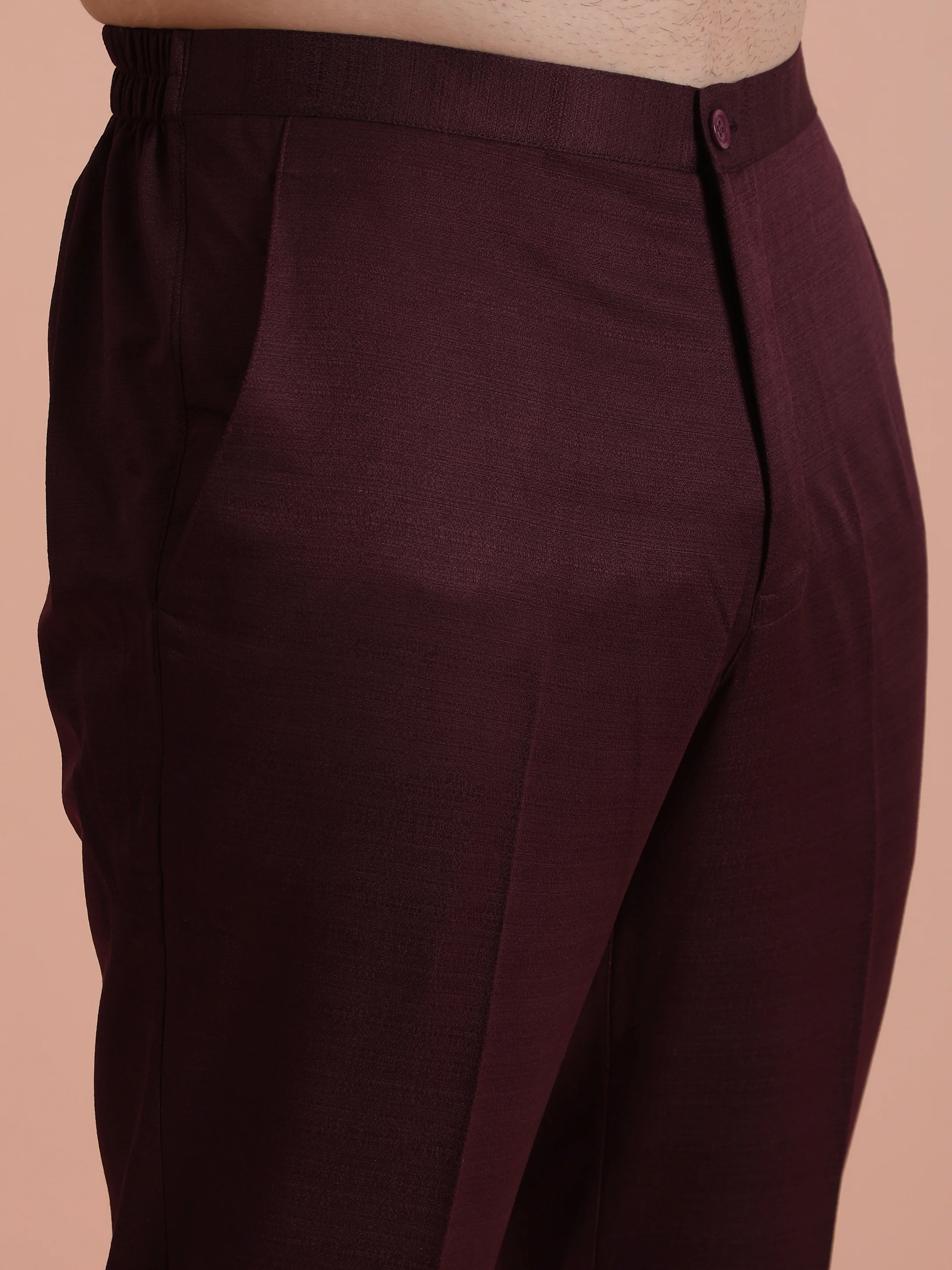 Wine Blended Solid Trouser - Image 5