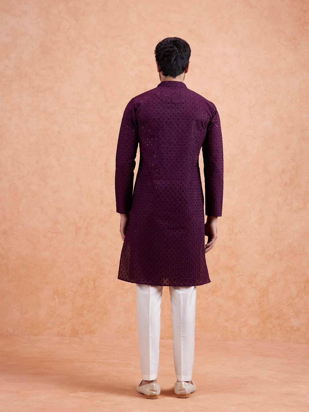 Maroon Sequin Embroidered Kurta Trouser Set - Image 5