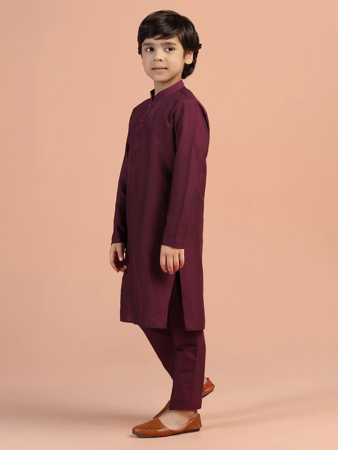 Wine Solid Kurta - Image 2