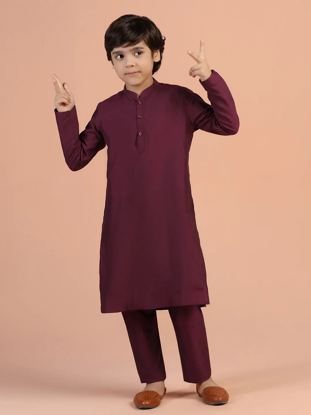 Wine Solid Kurta - Image 6