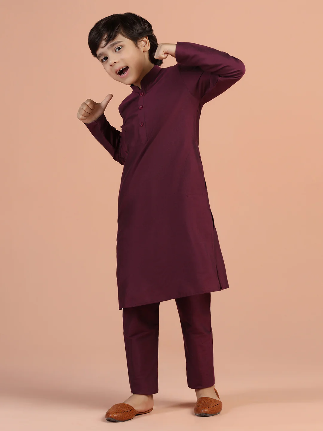 Wine Solid Kurta - Image 8