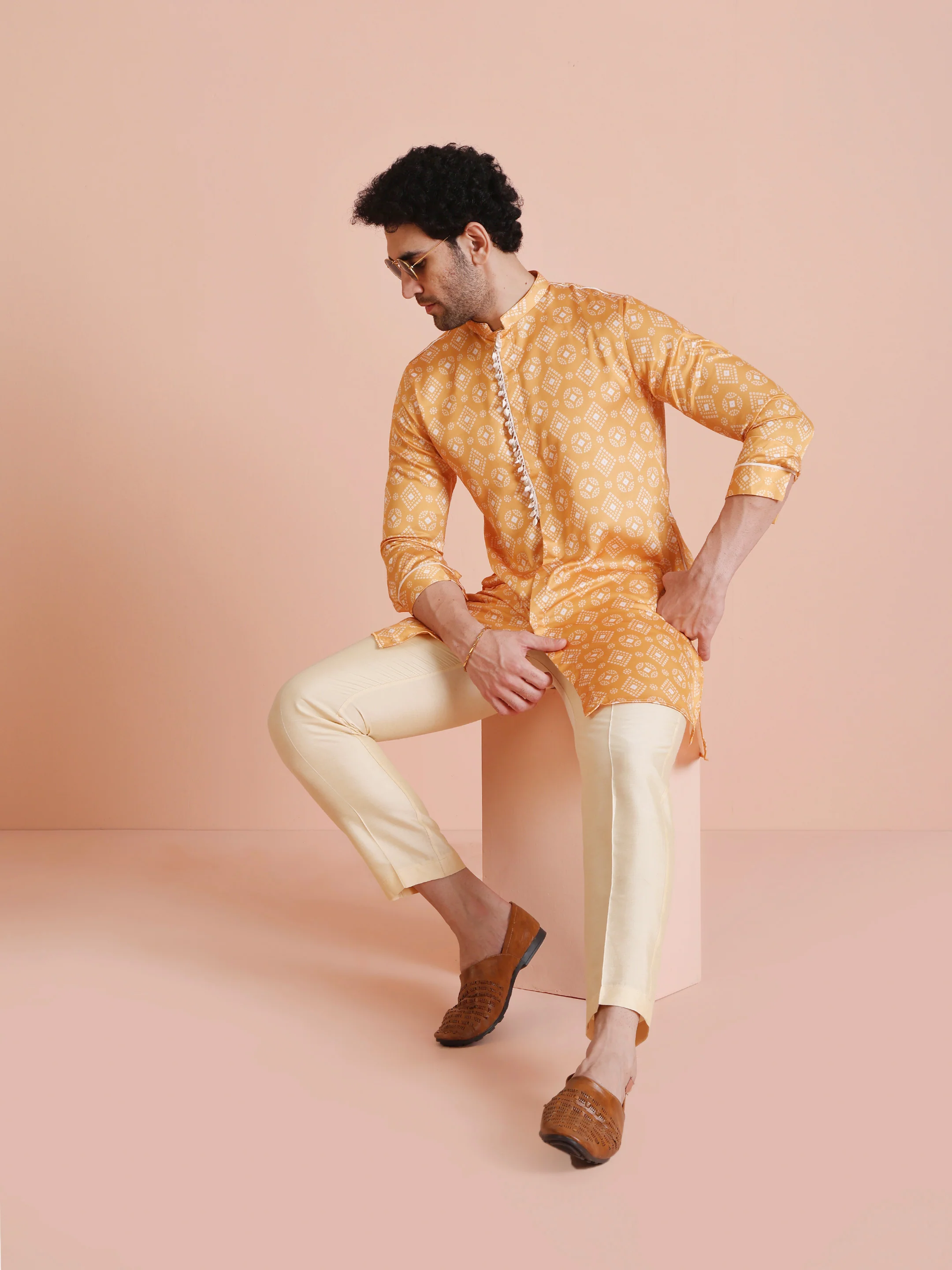 Yellow Geometric Printed Kurta Set