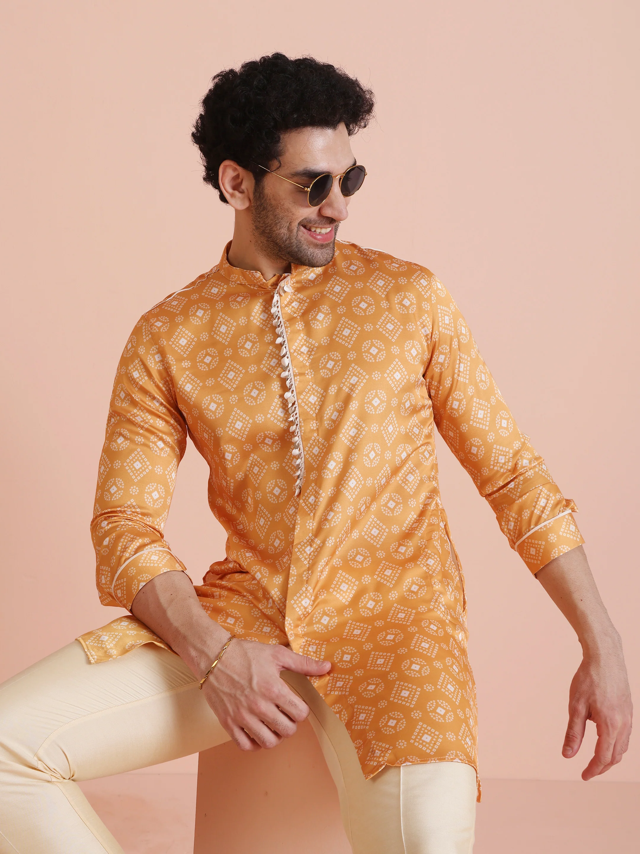 Yellow Geometric Printed Kurta Set - Image 9