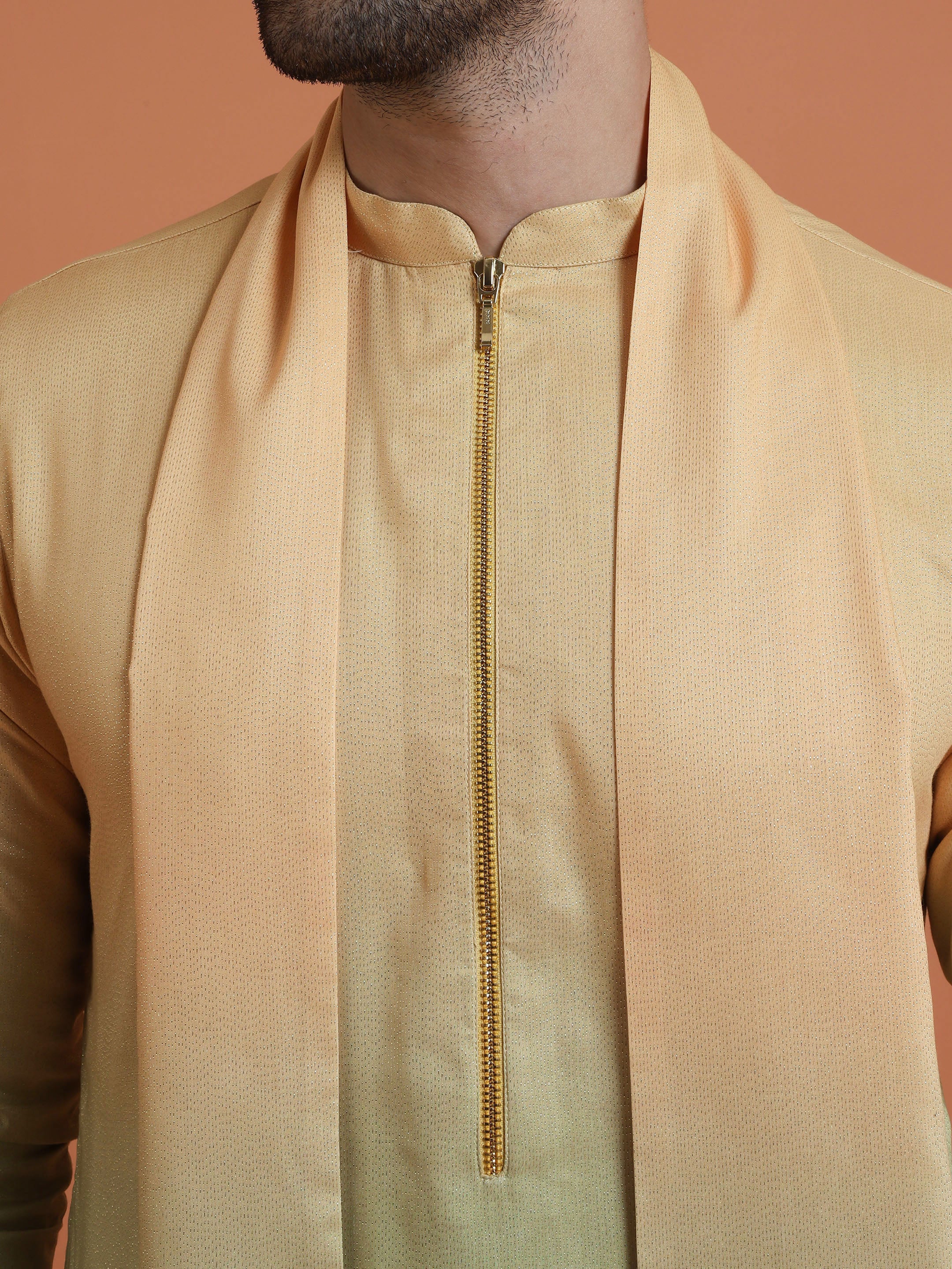 Yellow Green Ombre Cotton Silk Dupatta - Image 5