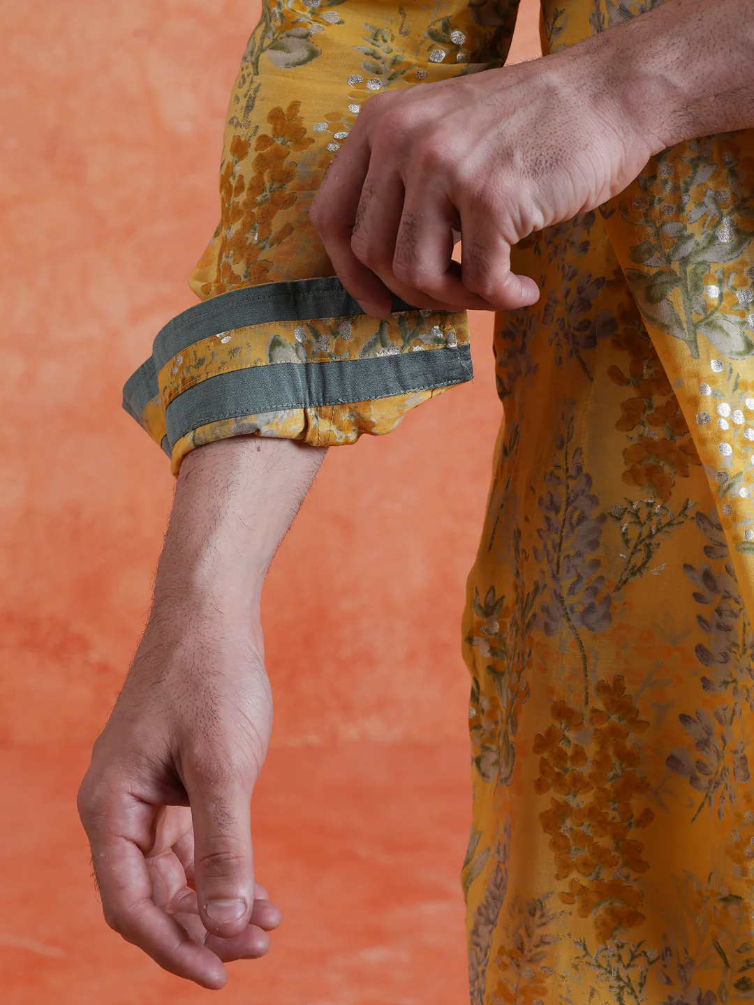 Yellow Polyviscose Printed Front Open Mid Kurta Wide Leg Trouser Set - Image 6